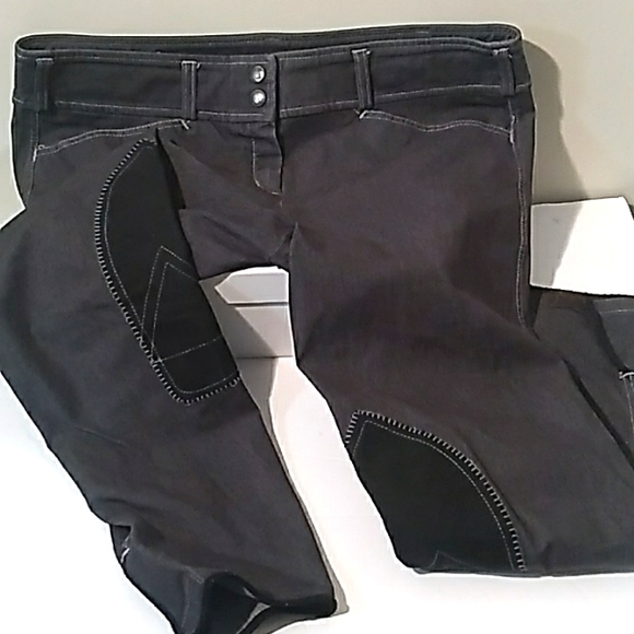 HORSELIFE EQUESTRIAN RIDING BREECHES, HORSE 🐎 ♥ LIGHTWEIGHT DENIM,KNEE PATCHES - Picture 1 of 11